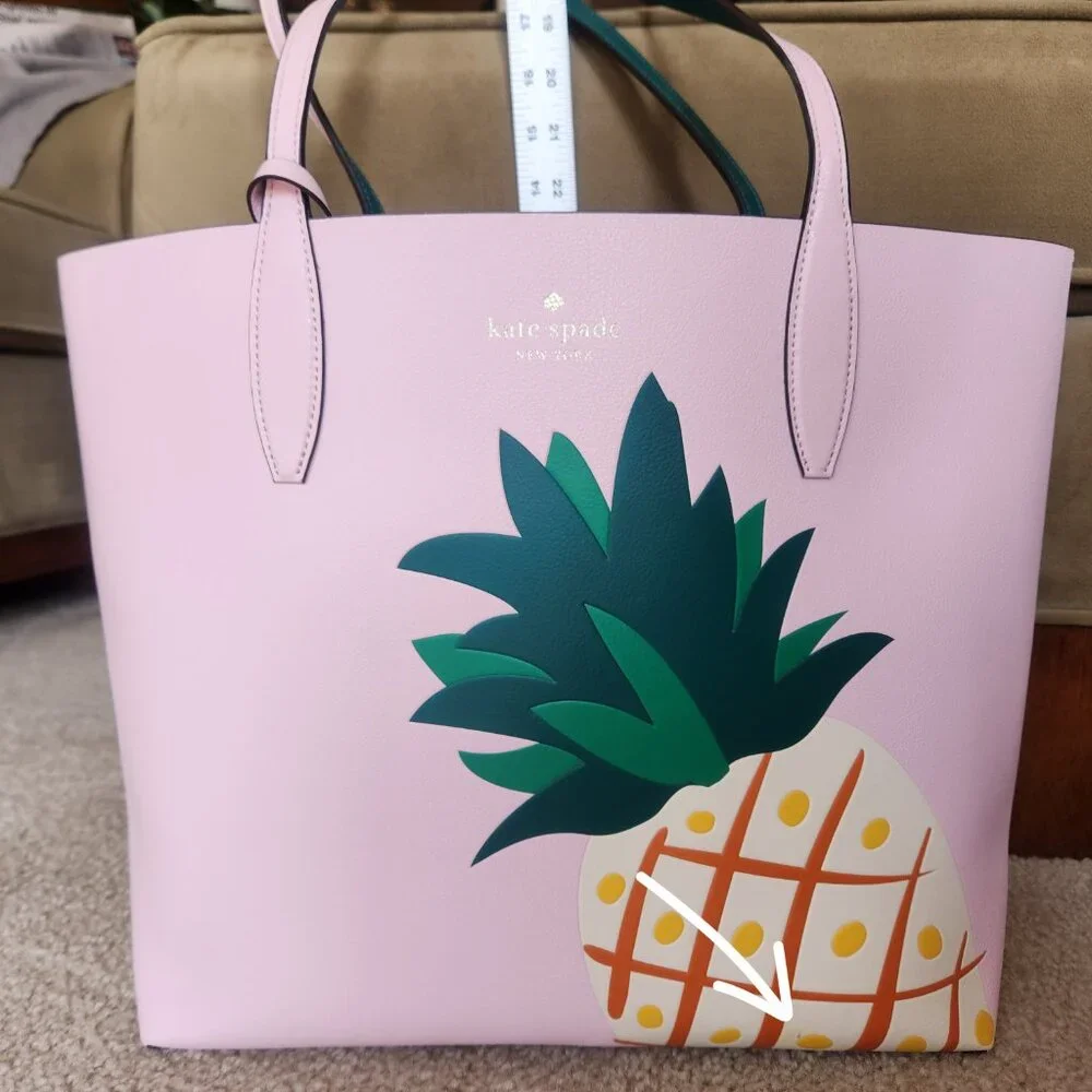 NWT Kate Spade Pineapple Colada Reversible Leather Tote With Matching Wristlet - Picture 2 of 15
